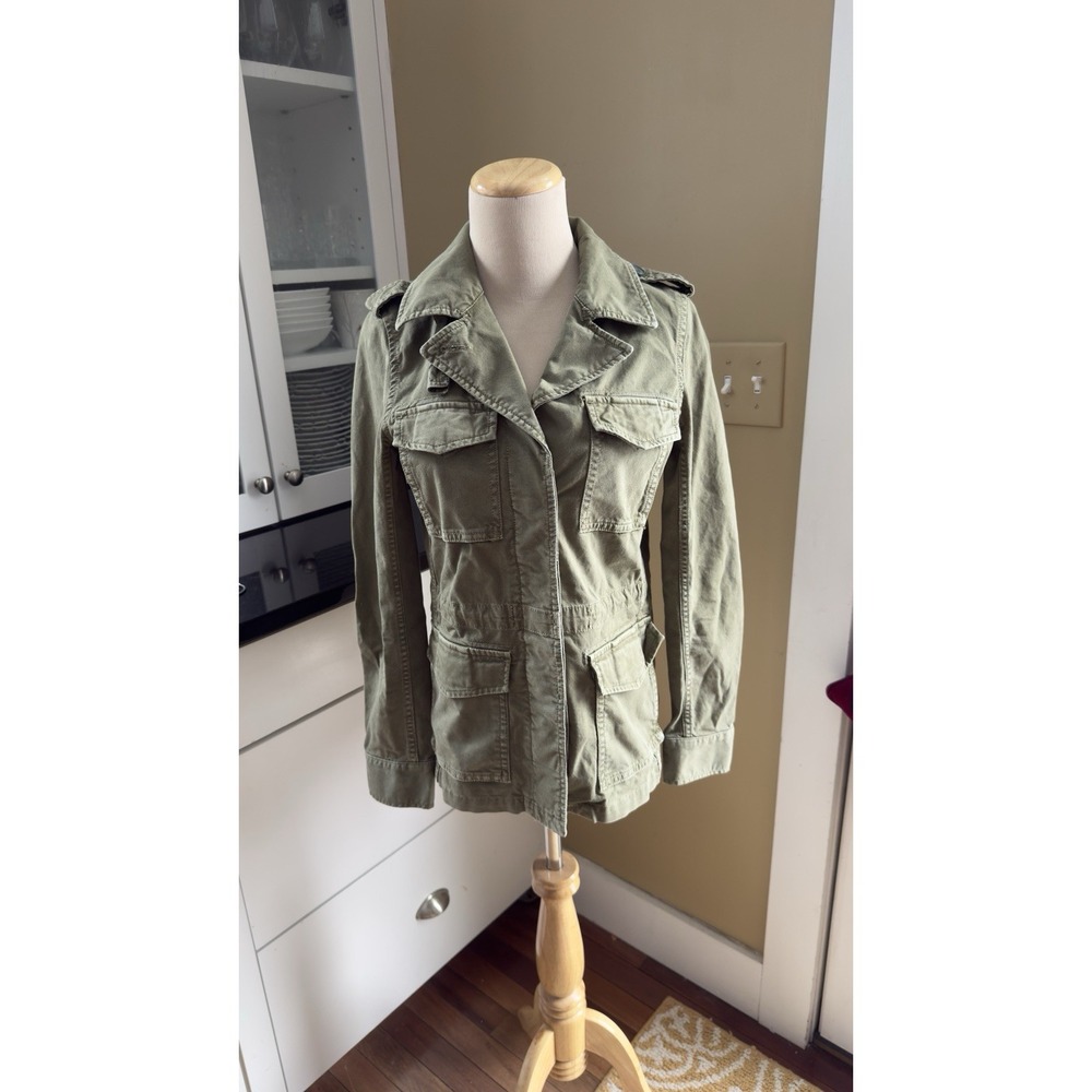 Madewell Utility Jacket Full‎ Zip Army Green Pockets Adjustable Waist size XS